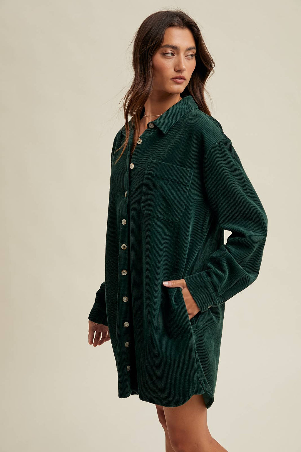 Corduroy Mini Shirt Dress