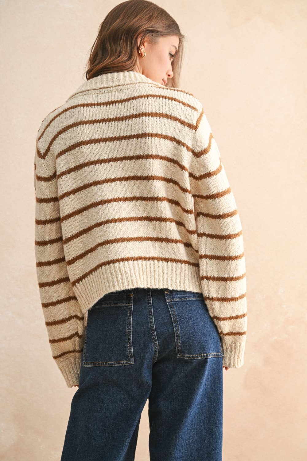 Buttondown Striped Knitted Cardigan  is