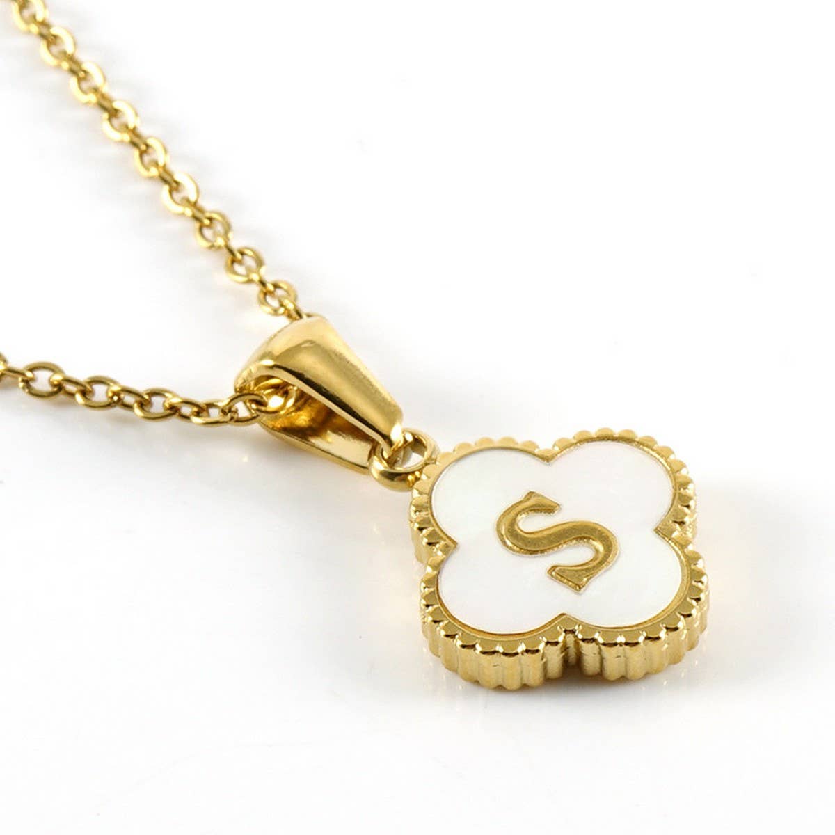 Four Leaf Clover Initial Necklaces