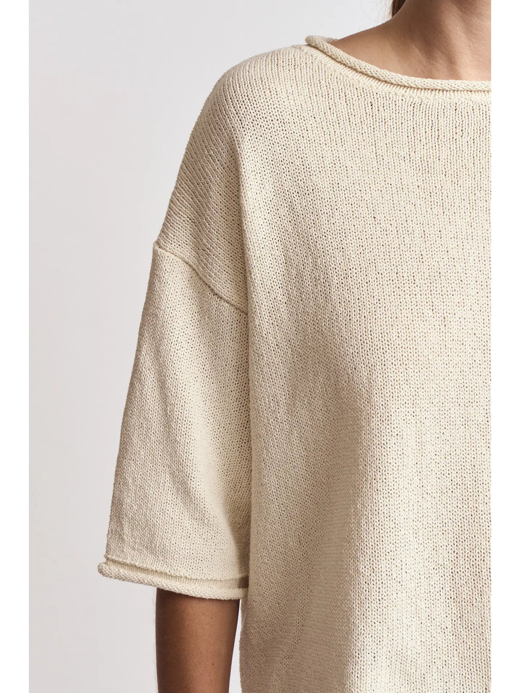 Rolled Edge Loose Fit Sweater Top