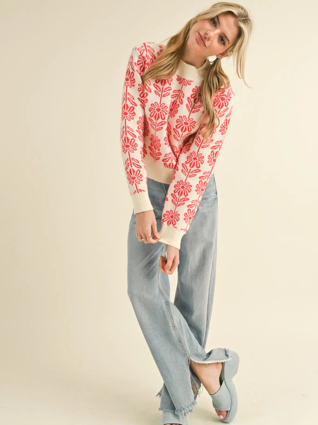 Red Floral Sweater