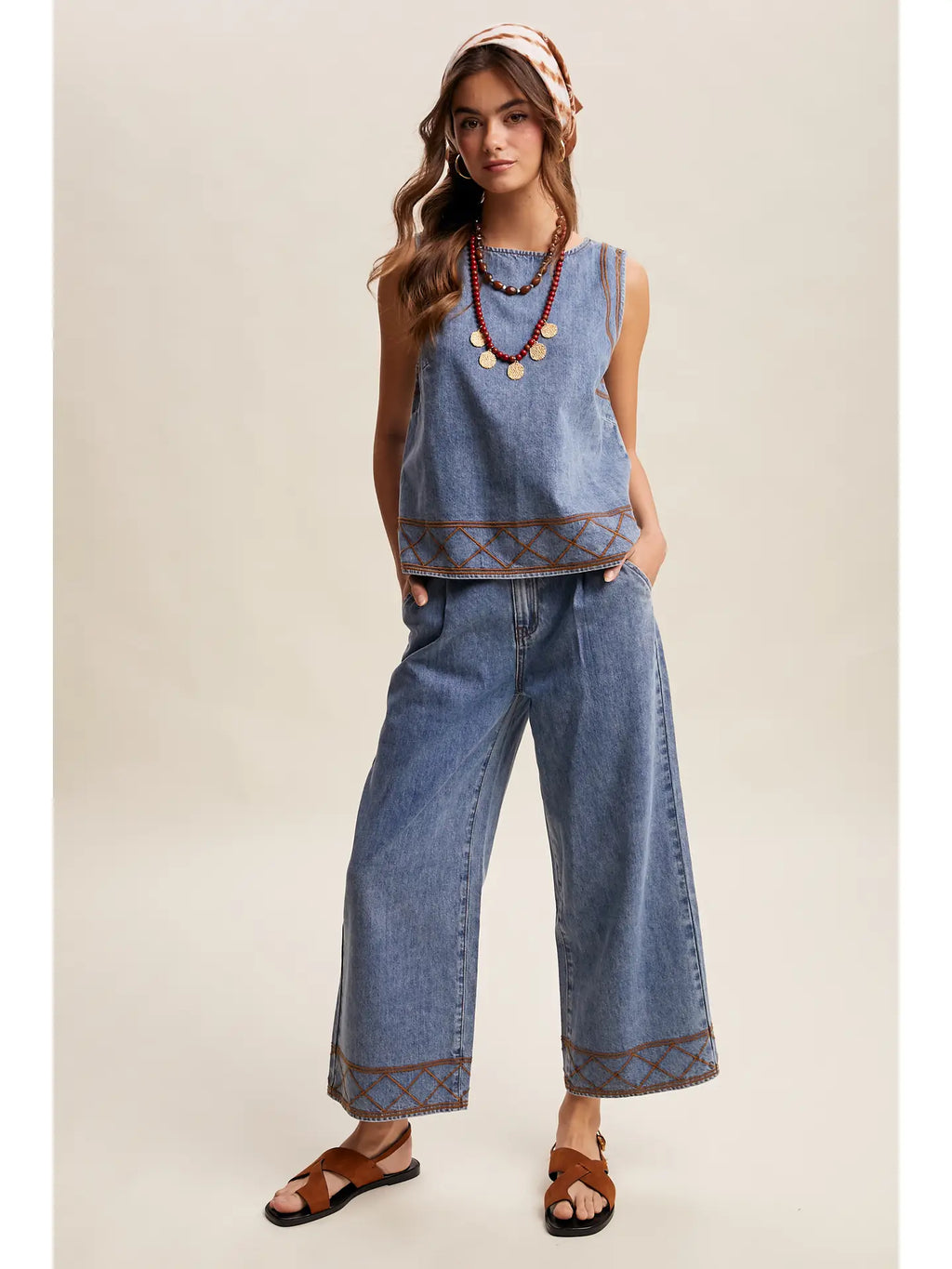 Denim Tank & Pants Set in Drift Blue
