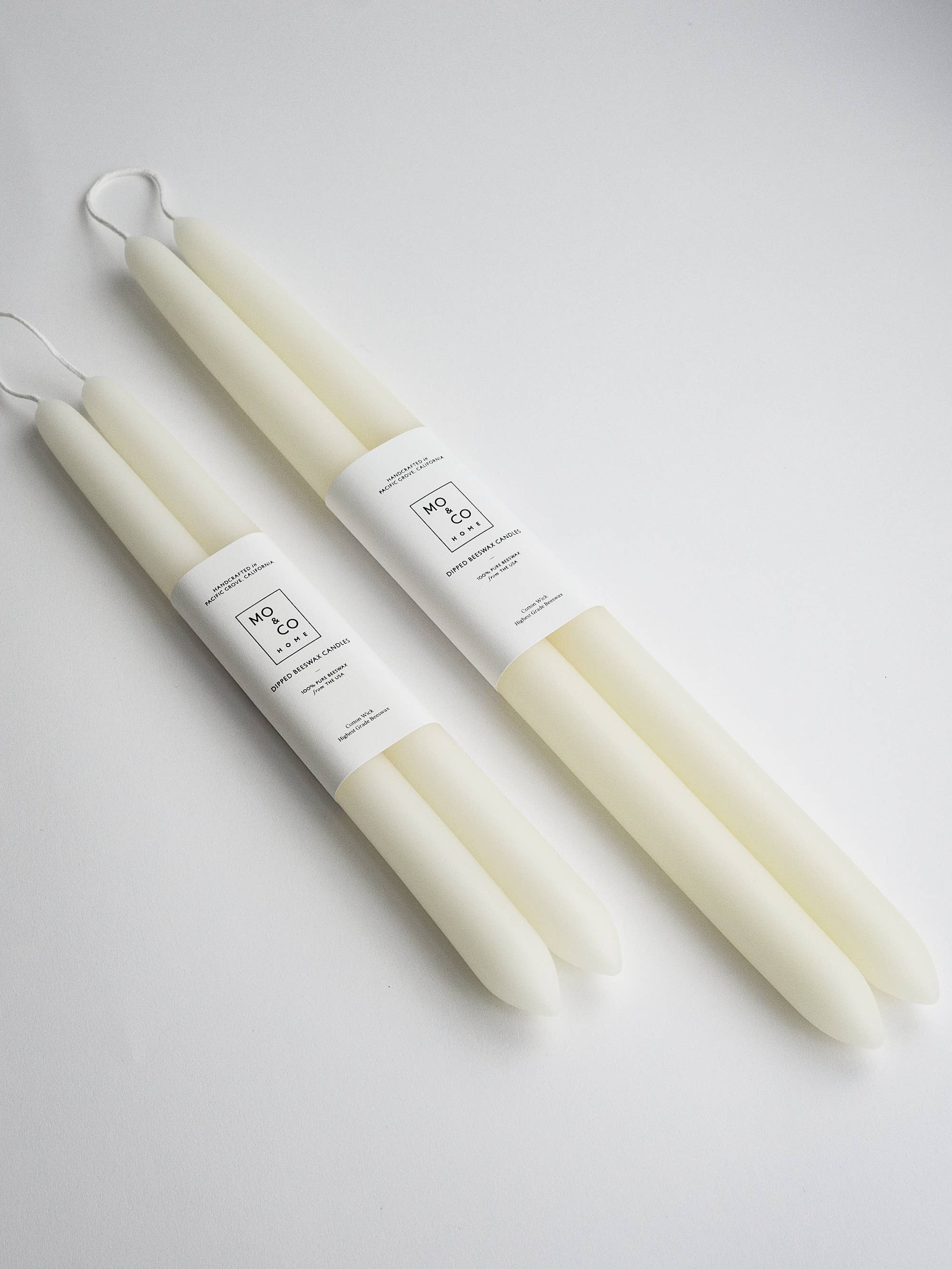 Natural White Dipped Beeswax Taper Candles