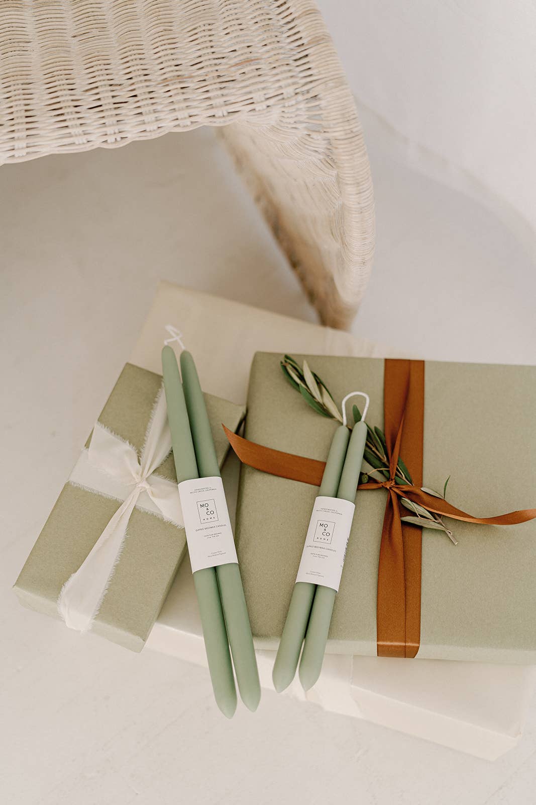 Eucalyptus Dipped Beeswax Taper Candles