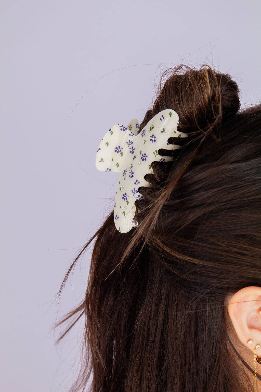 Dainty Blue Floral Claw Clip