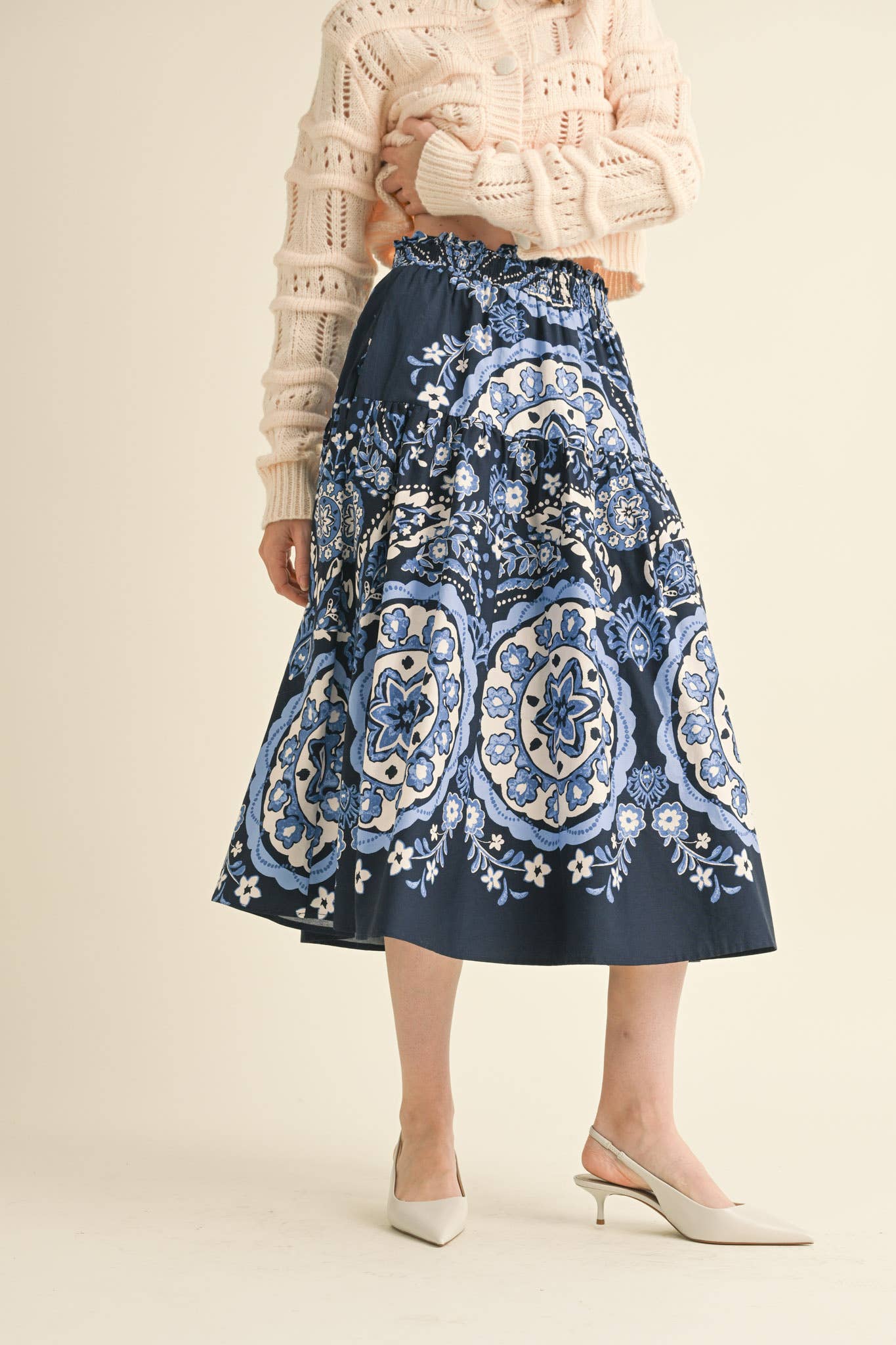 High Rise Midi Skirt