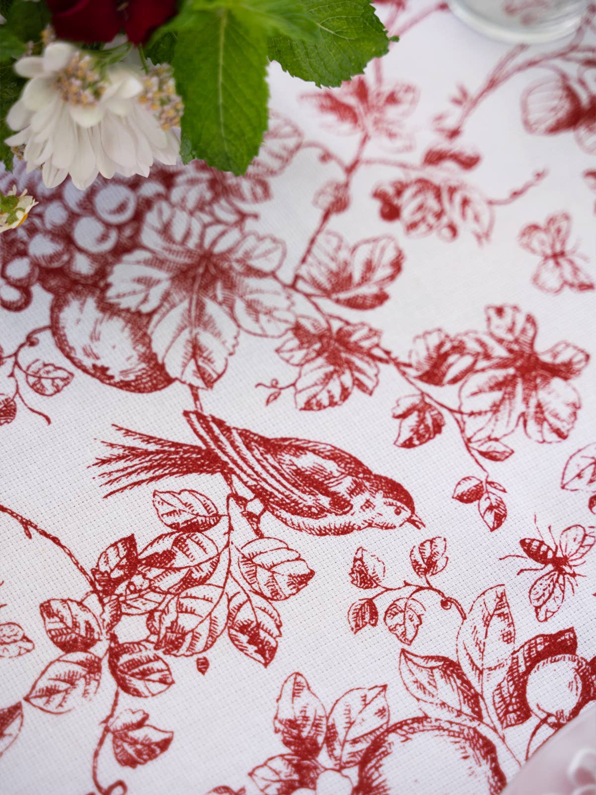 Red Delicate Blossom Tablecloth