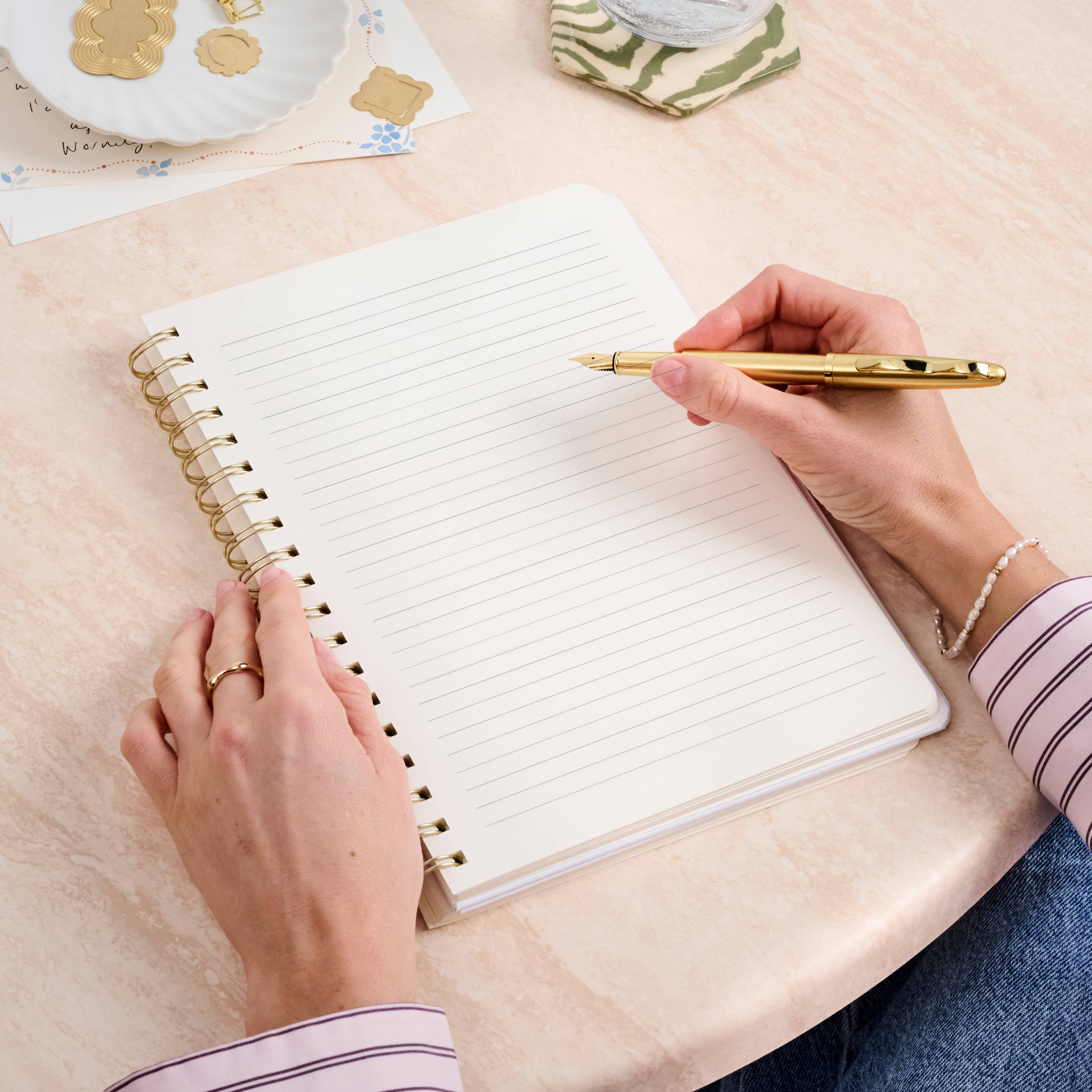 Striped Bloom Lined Notebook