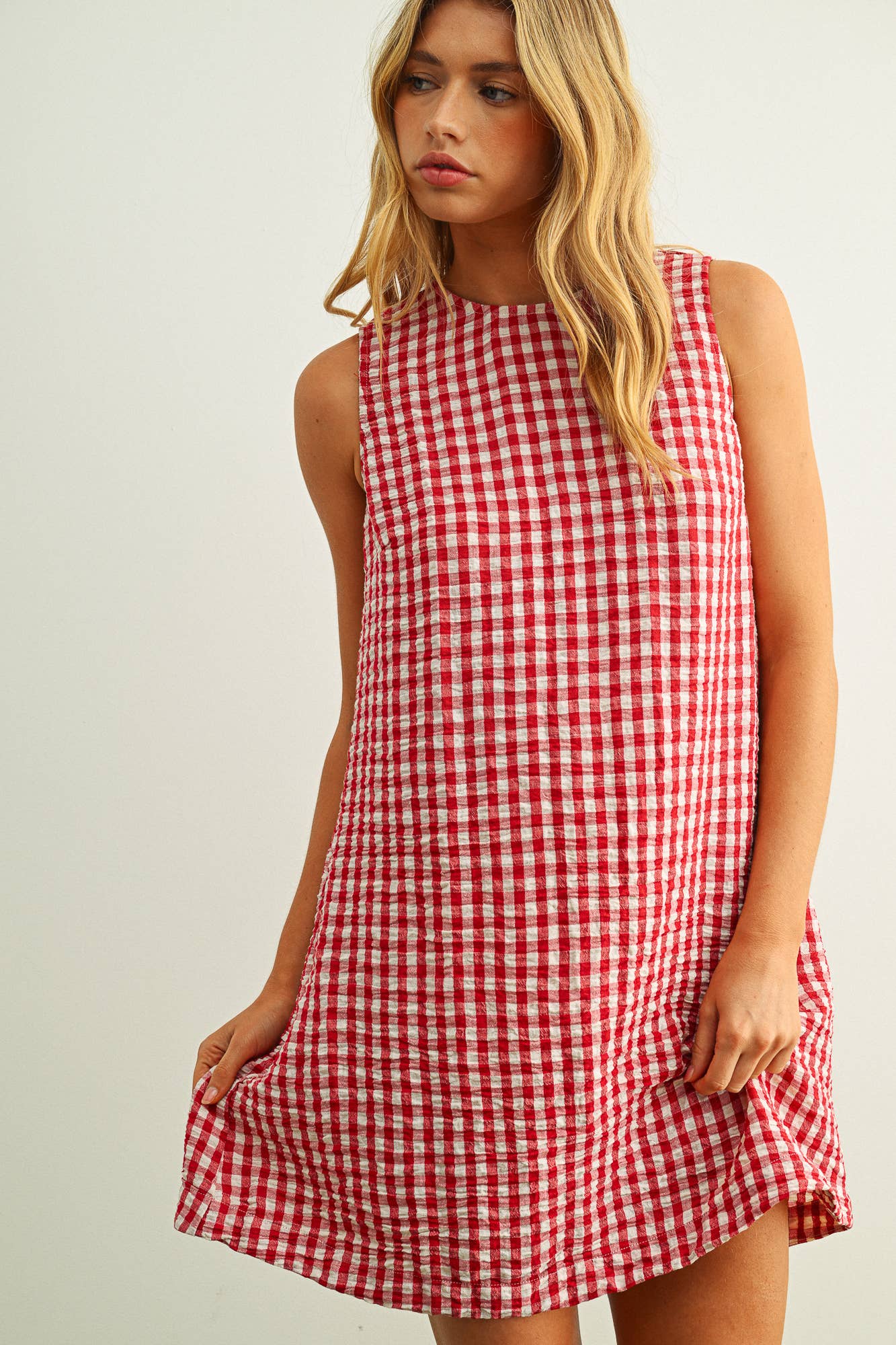 Gingham Open Back Dress