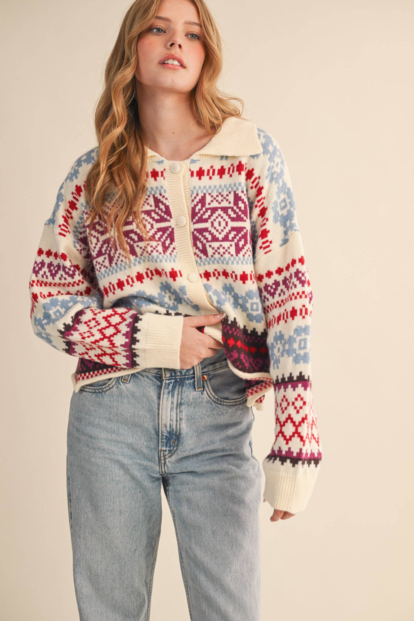 Fair Isle Sweater Cardigan