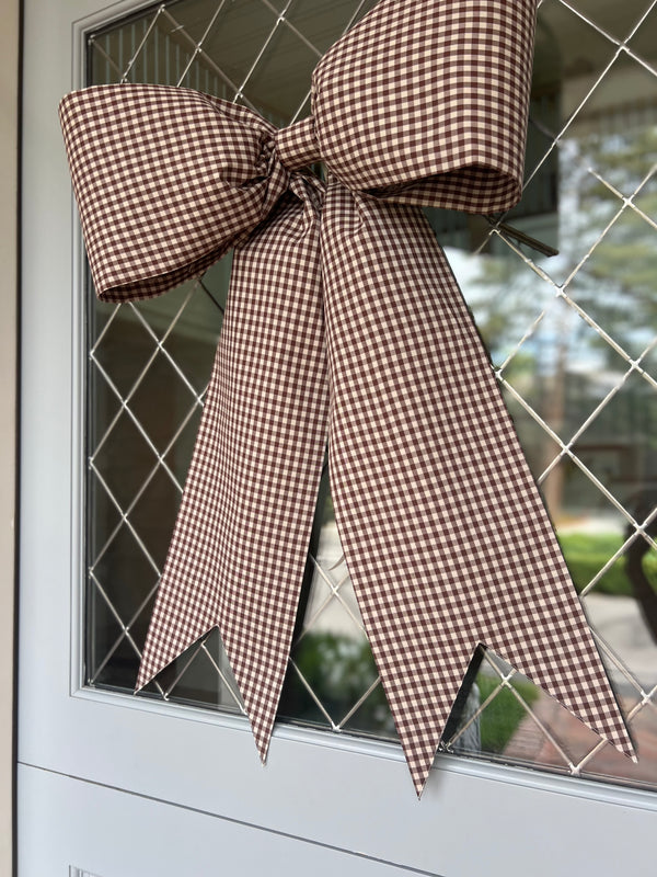 Brown Gingham Check Bow