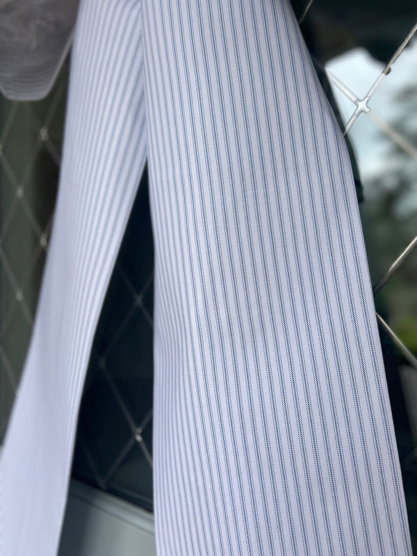 Light Blue Ticking Stripe Bow