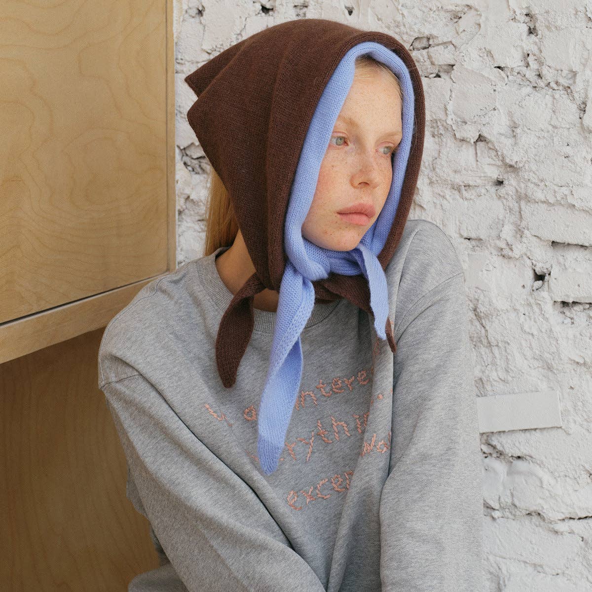 Wool Blend Rabbit Hair Triangle Scarf