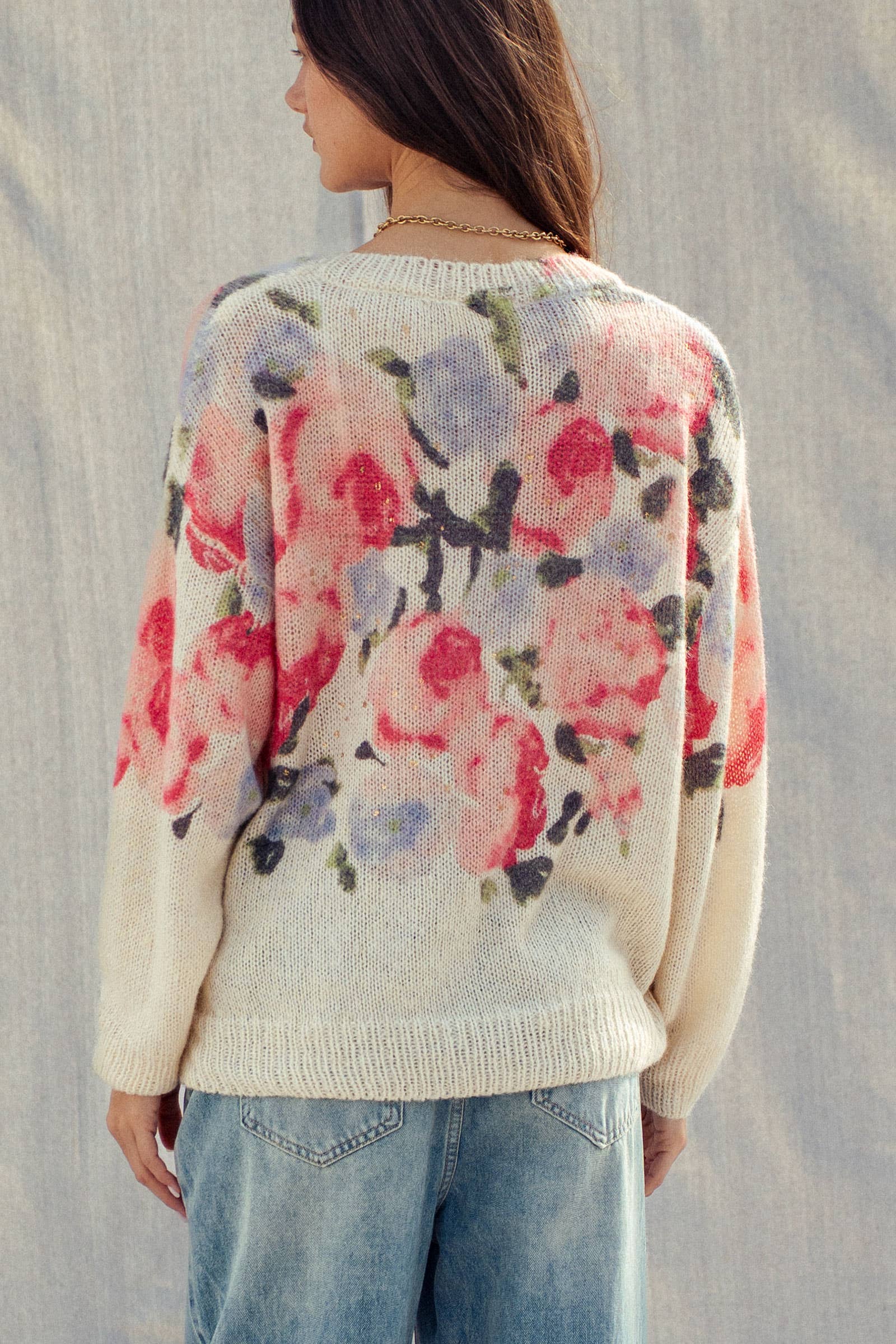 Oversized Floral Print Sweater