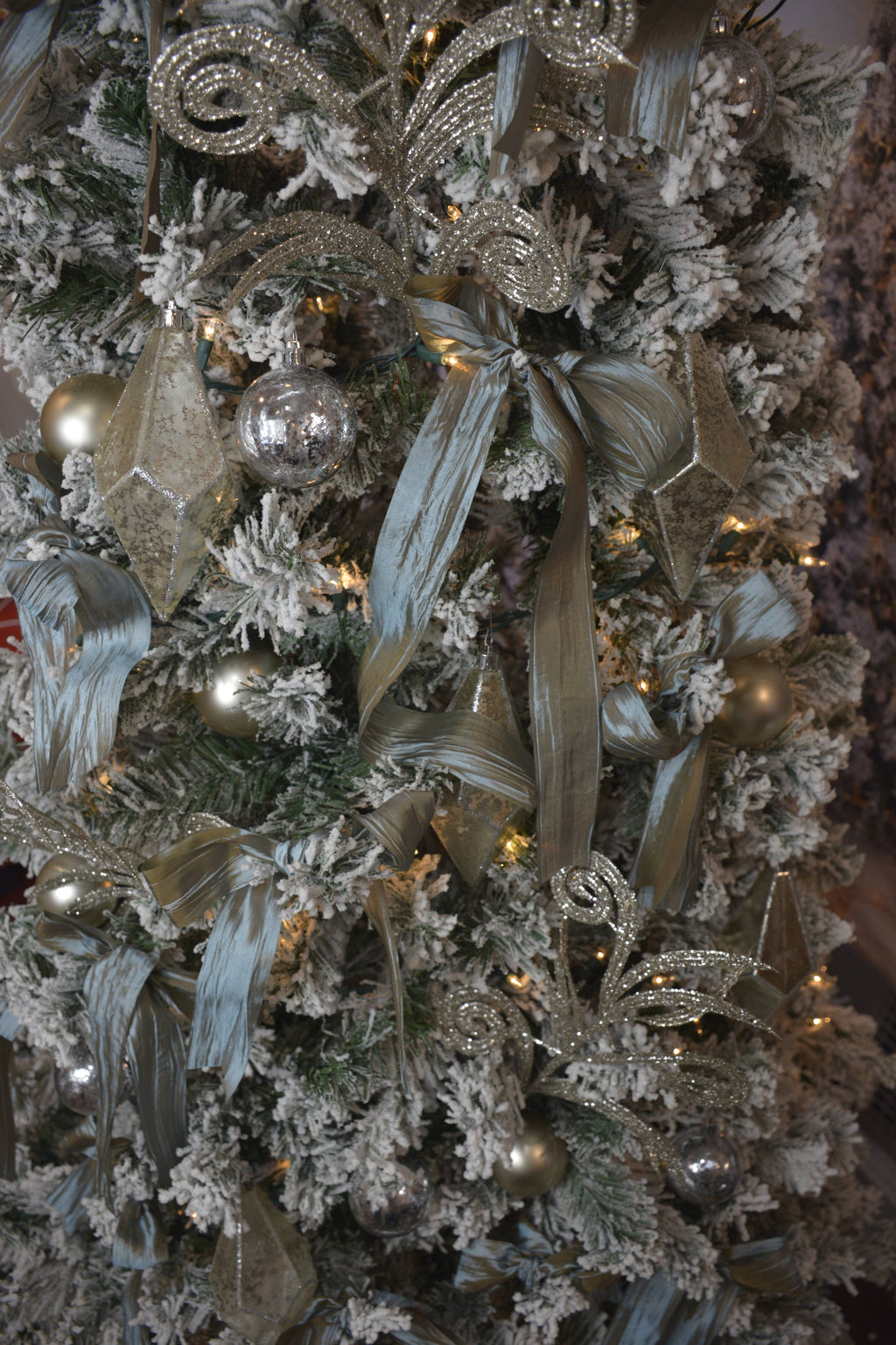 Dusty Blue Bespoke Crinkle Iridescent Ribbon