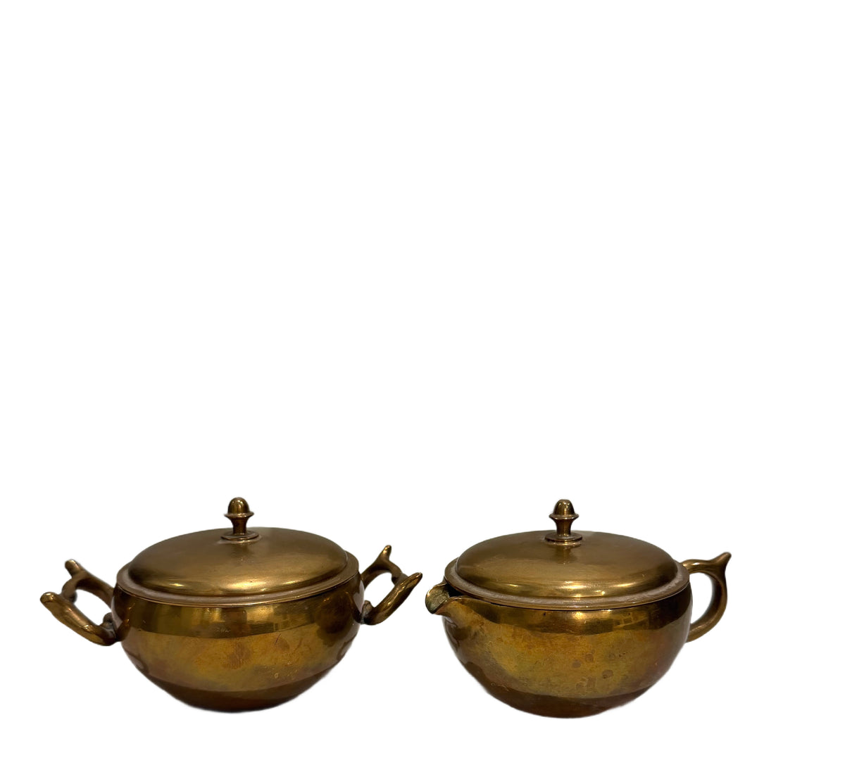 Vintage Brass Creamer & Sugar Bowl Set