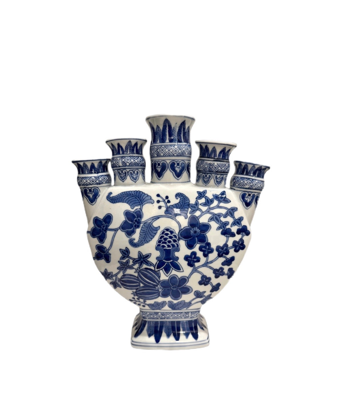 Blue & White Chinoiserie Porcelain Tulip Vase