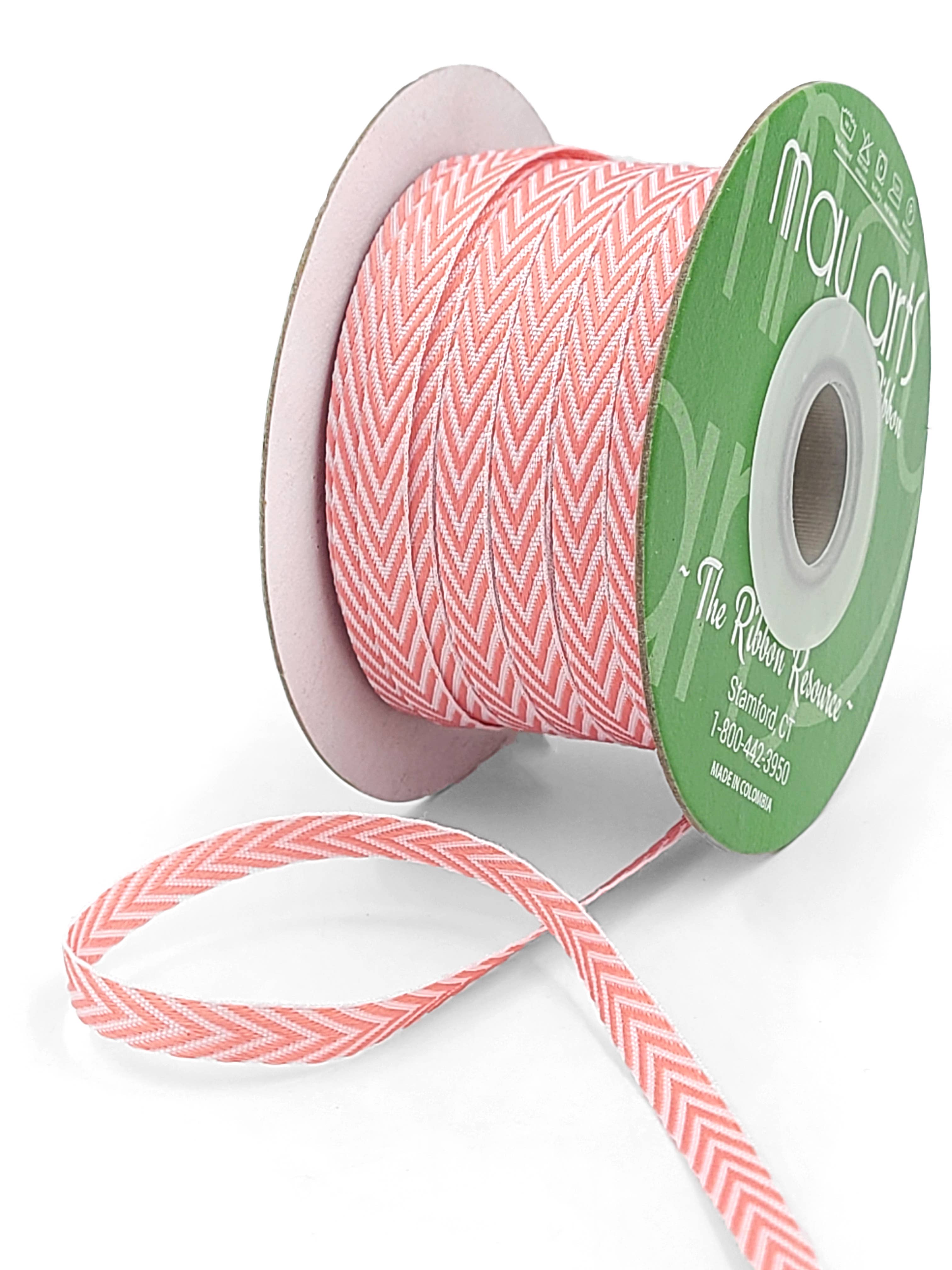 Pink & White Chevron Stripe Twill Ribbon