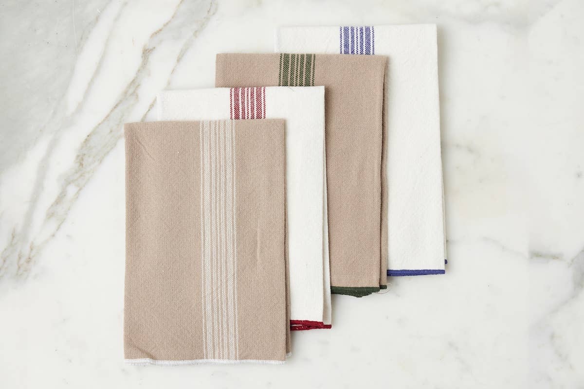 Vintage Navy Blue Stripe Dinner Napkin
