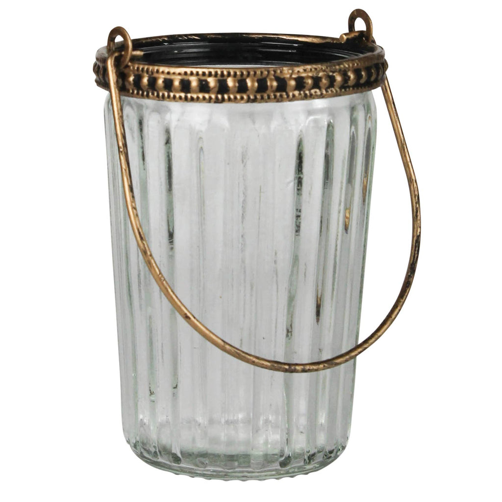 Fez Votive with Handle Ribbed 4"