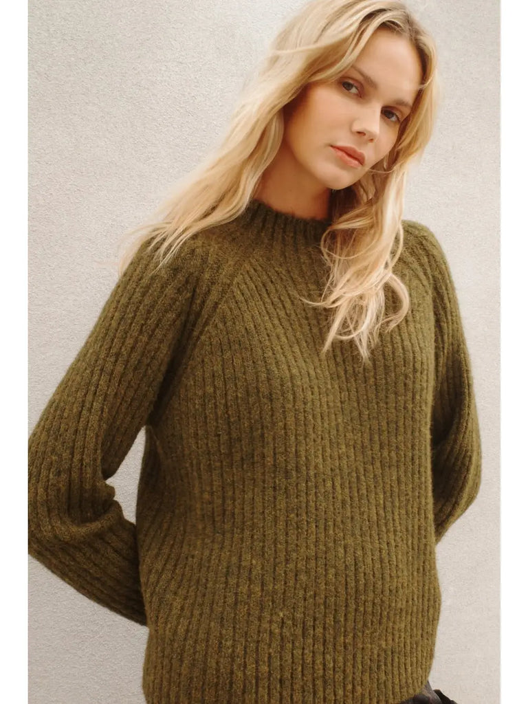 Mock Neck Fuzzy Sweater