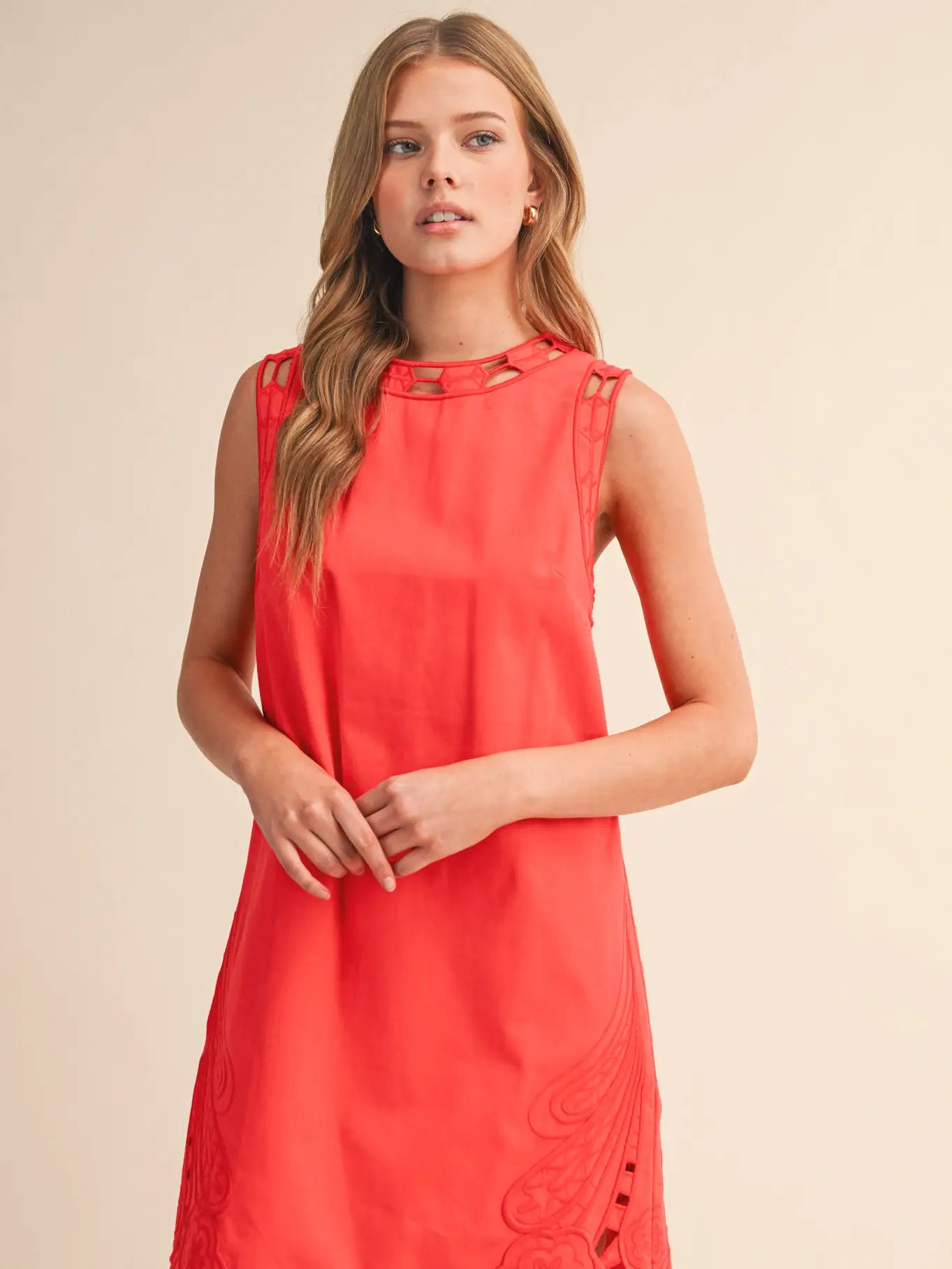Cut-Out Embroidered Shift Dress