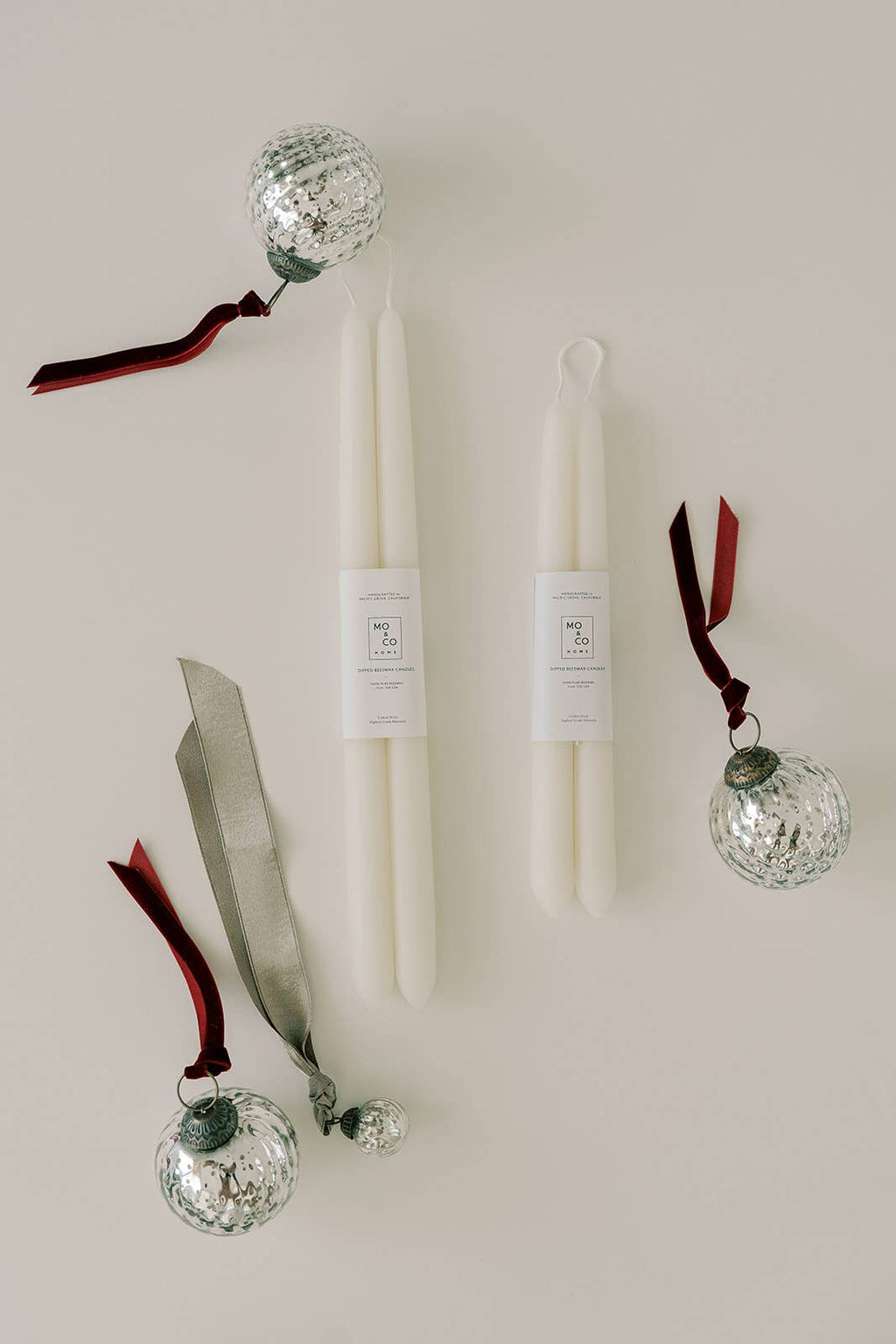 Natural White Dipped Beeswax Taper Candles