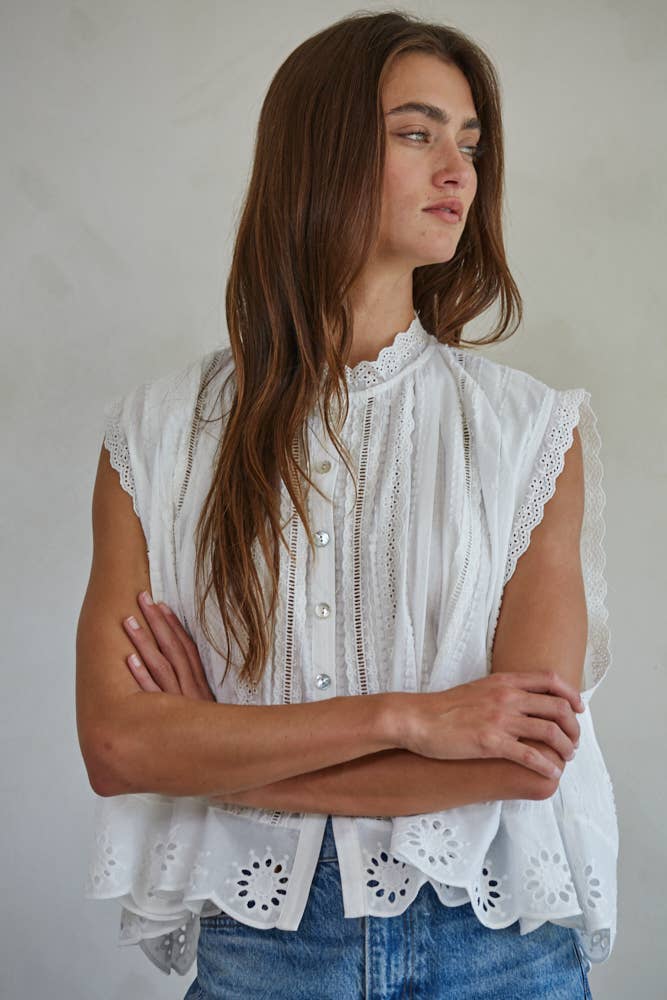 Eyelet Buttondown Top