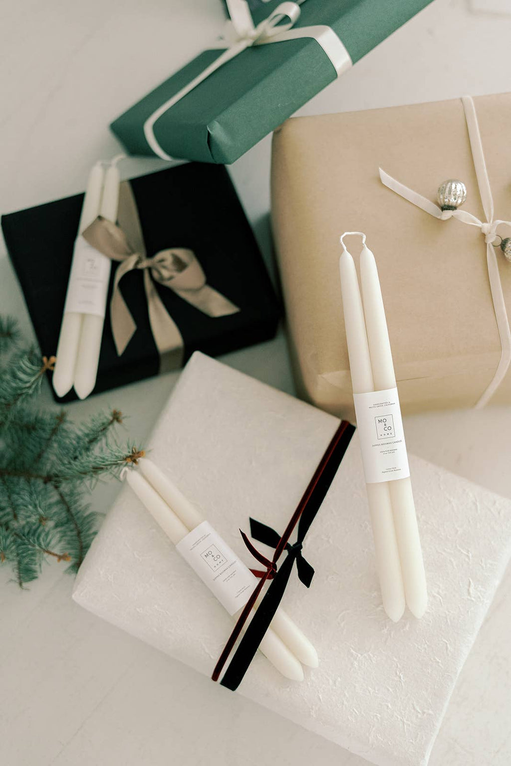 Natural White Dipped Beeswax Taper Candles
