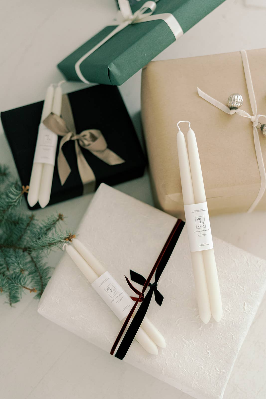 Natural White Dipped Beeswax Taper Candles