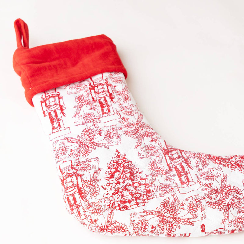 Nutcracker Toile Quilted Stocking