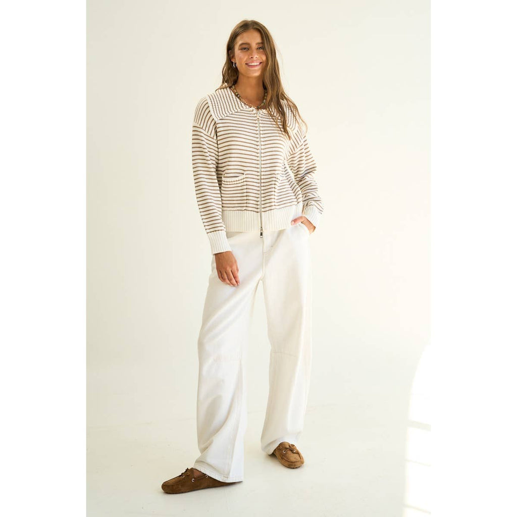 Striped Zip-Up Sweater