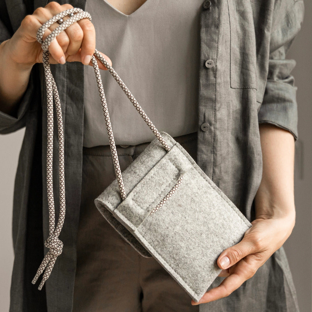 Compact Wool Felt Phone Bag