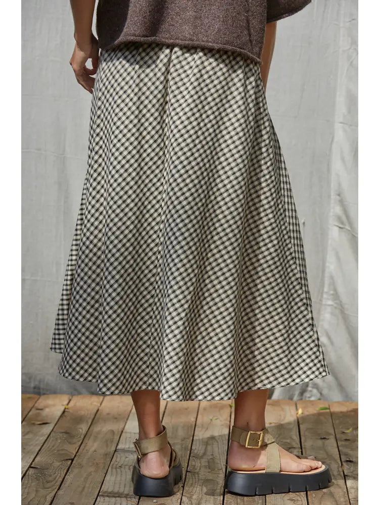 Gingham Flare Midi Skirt