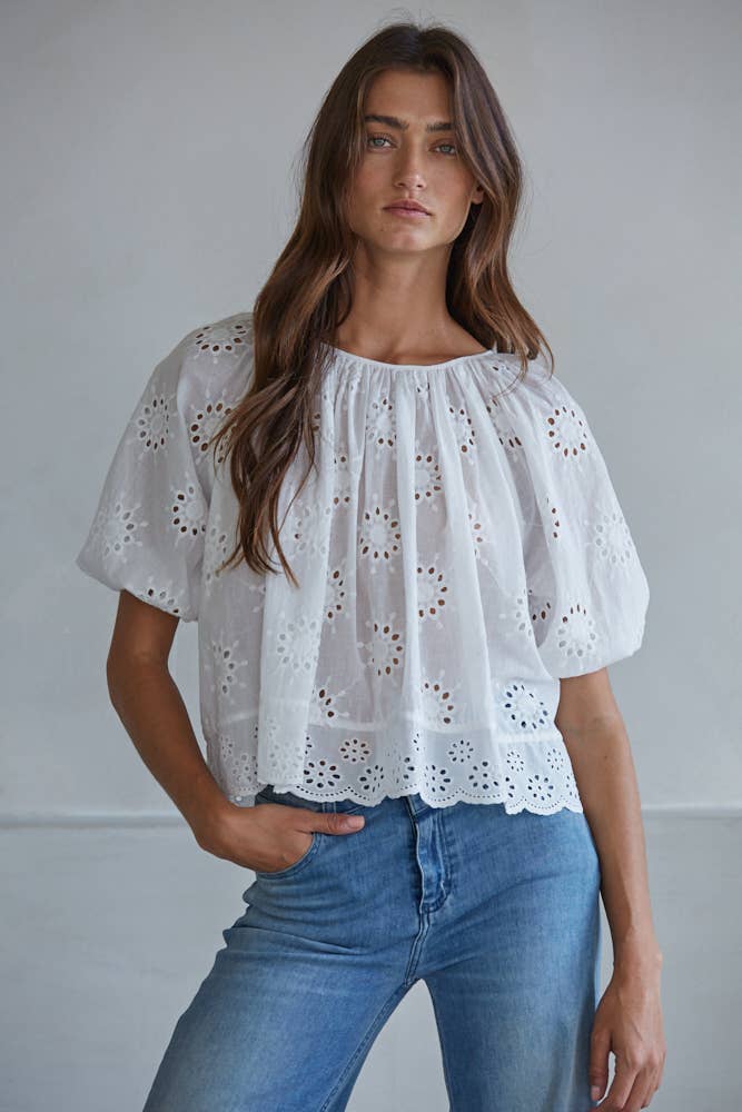 Eyelet Detail Top