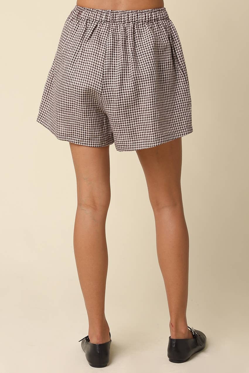 Gabi Gingham Linen Shorts
