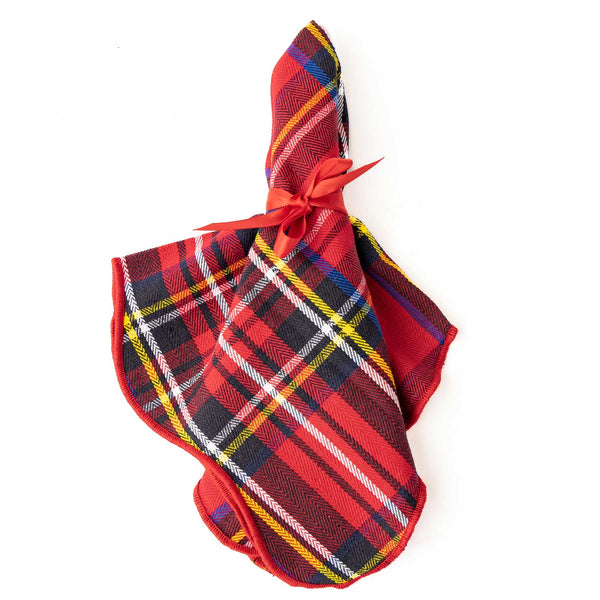 Red Plaid Scalloped Dinner Napkin