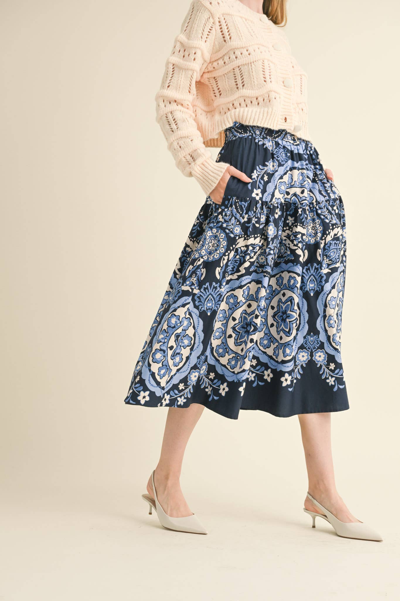 High Rise Midi Skirt