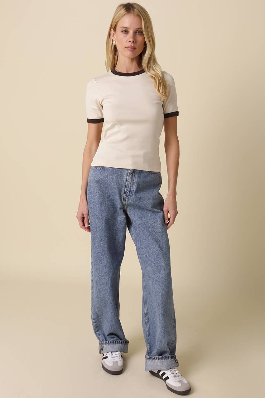 Ivy Contrast Trim Crewneck Tee