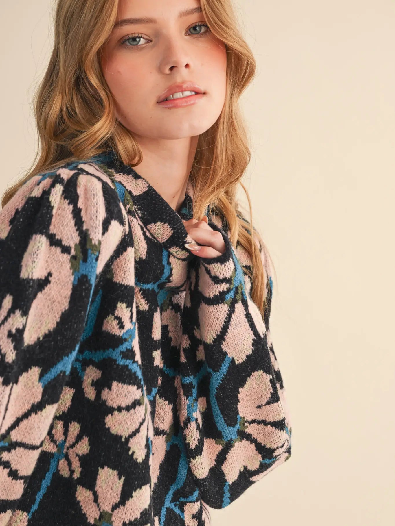 Floral Mock Neck Sweater