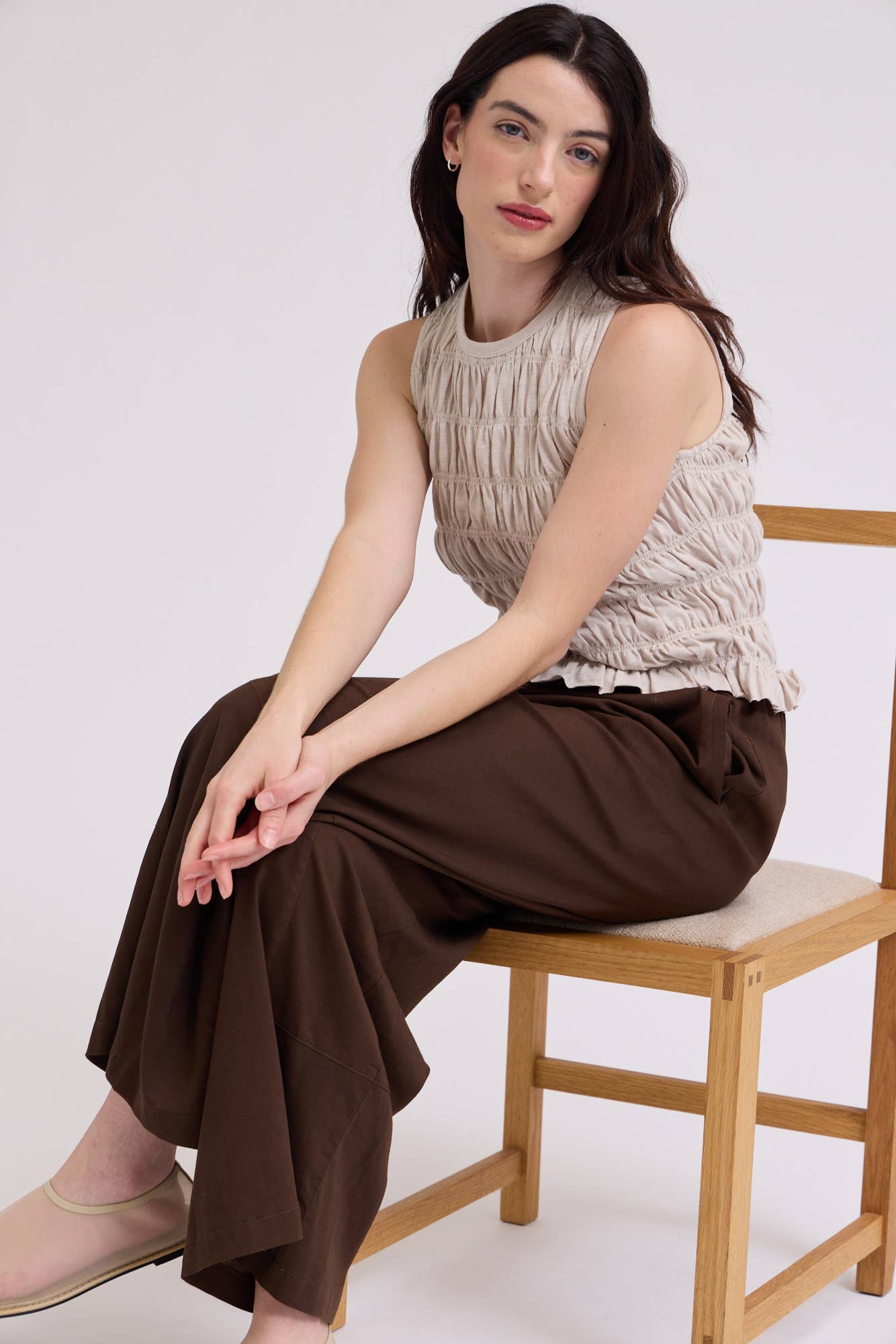 Smocked Ruffle Sleeve Tee
