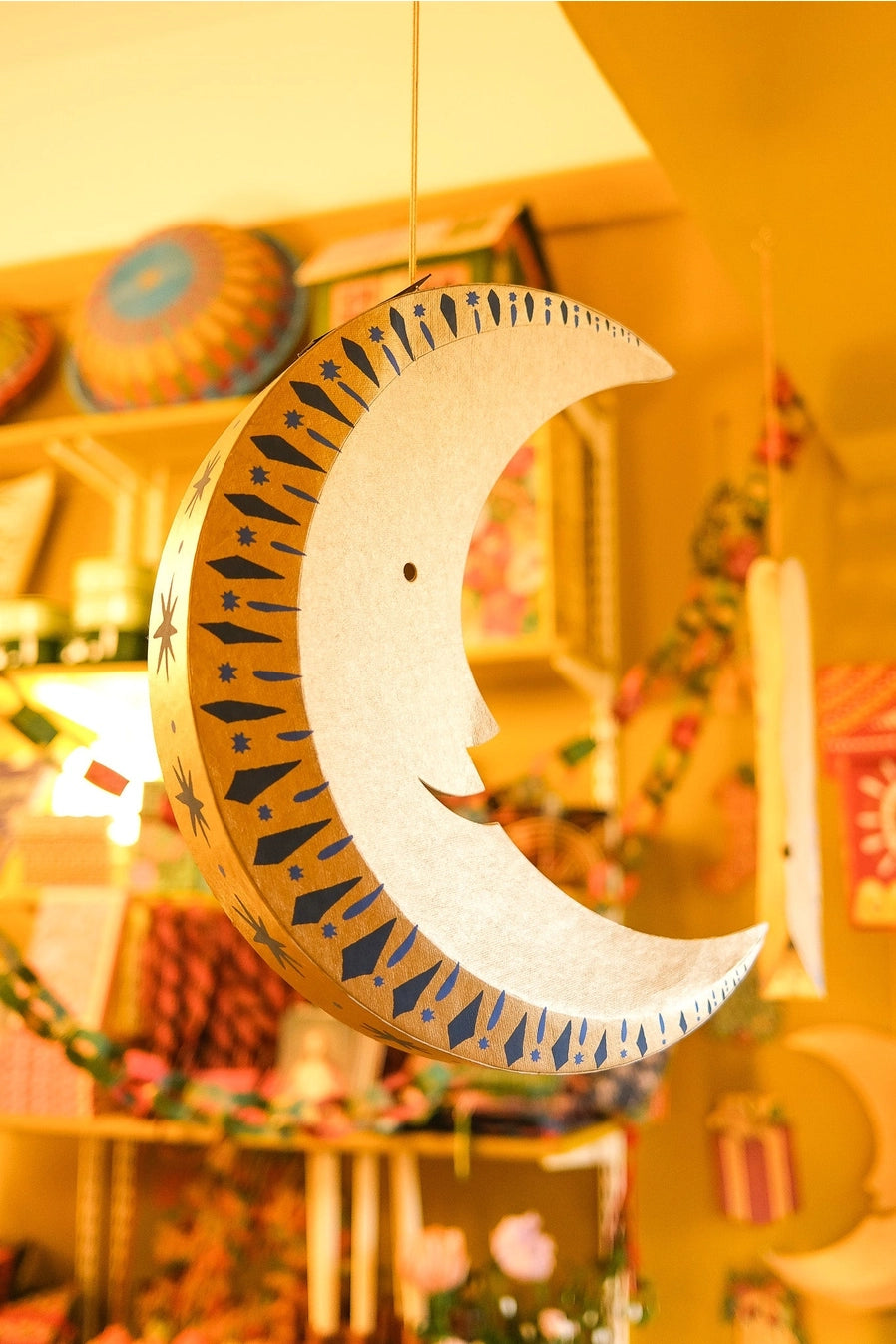 Large Golden Moon Paper Ornament