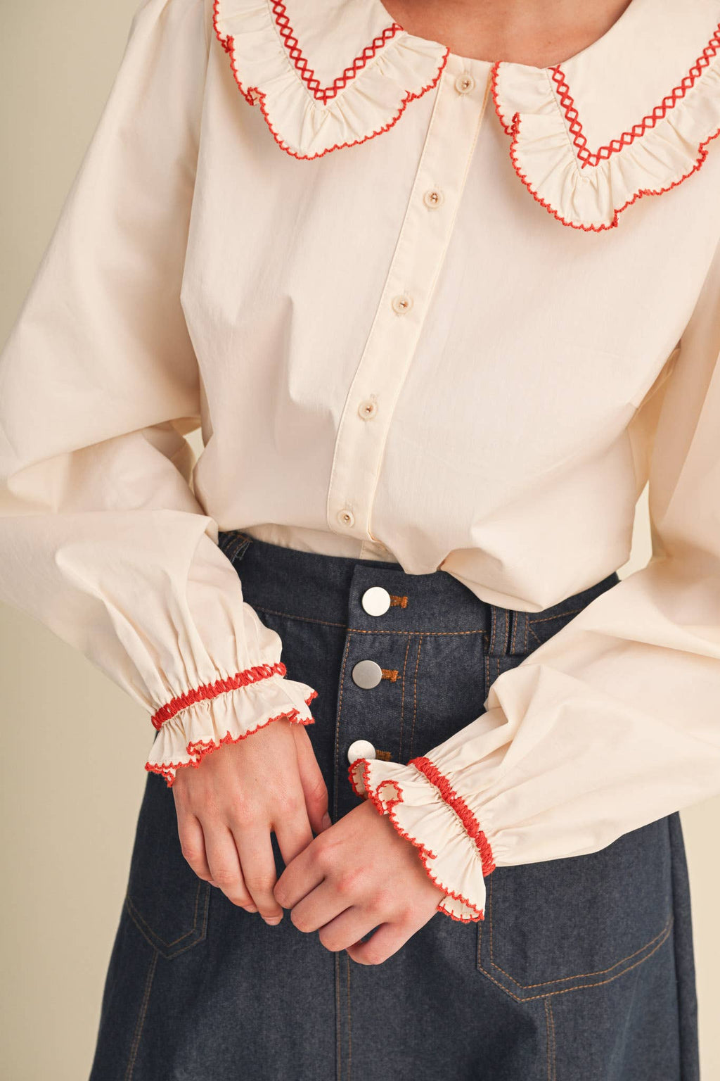Doll Collar Button Up Top