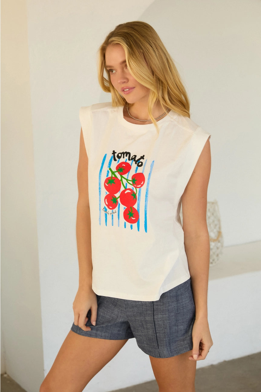 Tomato Graphic Embroidered Tee