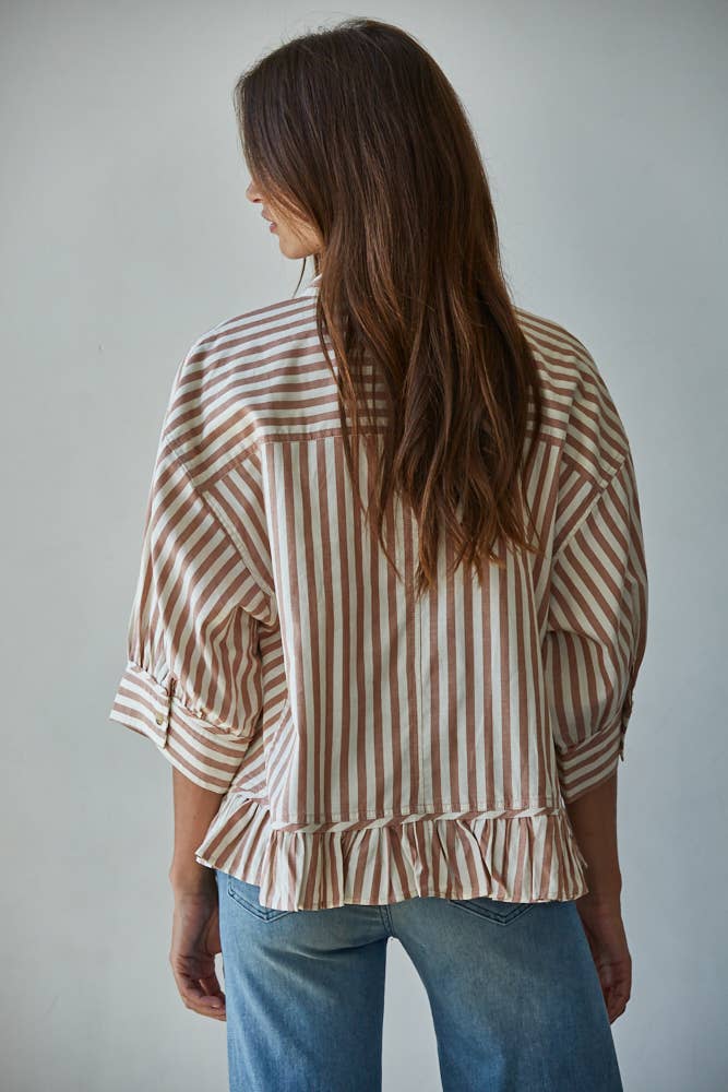 Striped Button Down Shirt Top