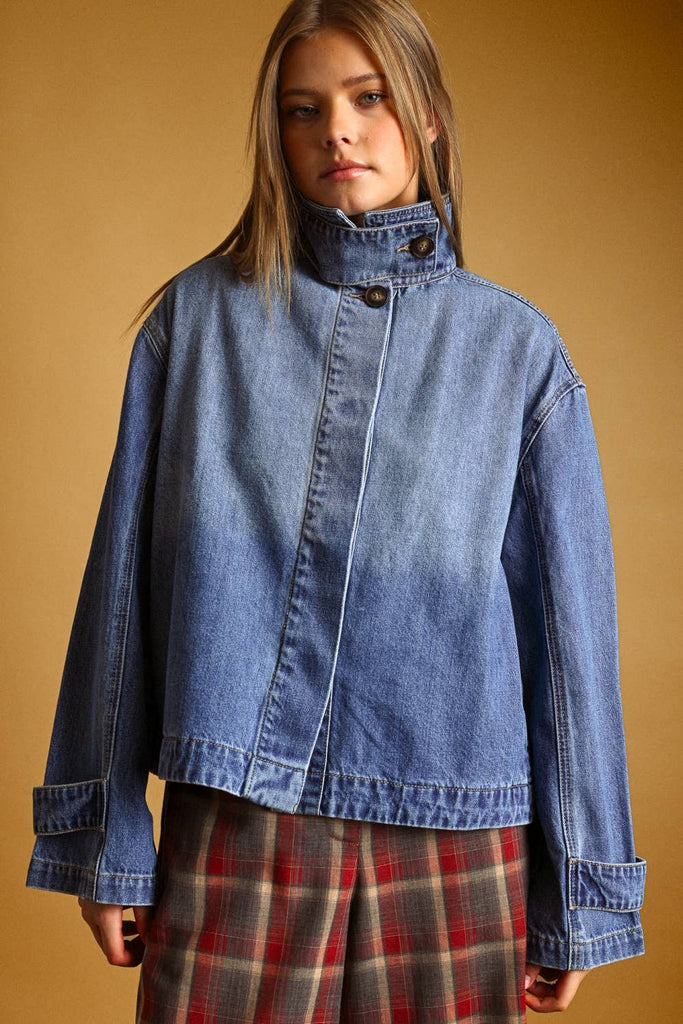 High Collar Denim Jacket