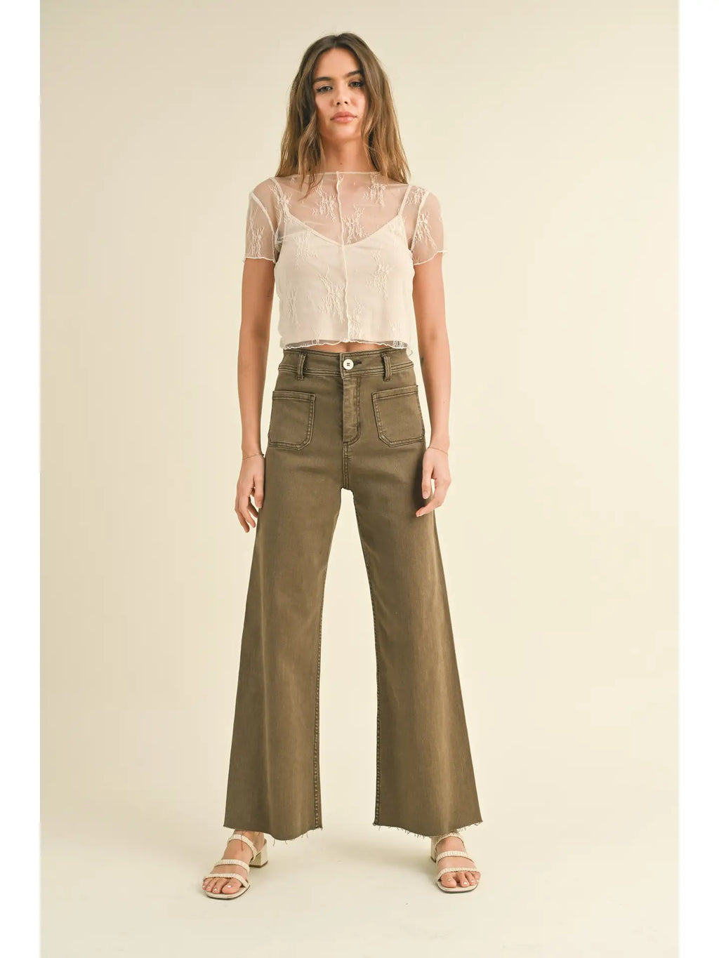 Straight Wide Leg Pants with Front Pocket