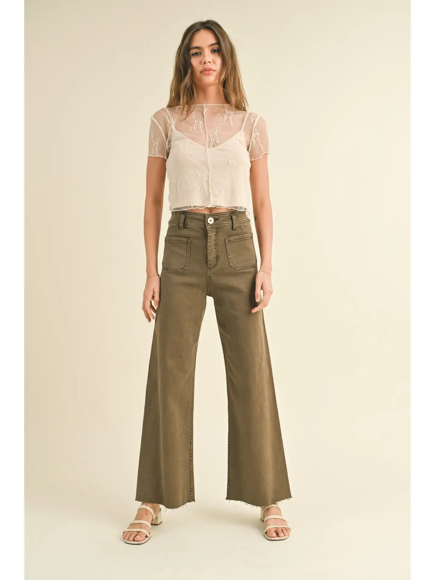 Straight Wide Leg Pants with Front Pocket