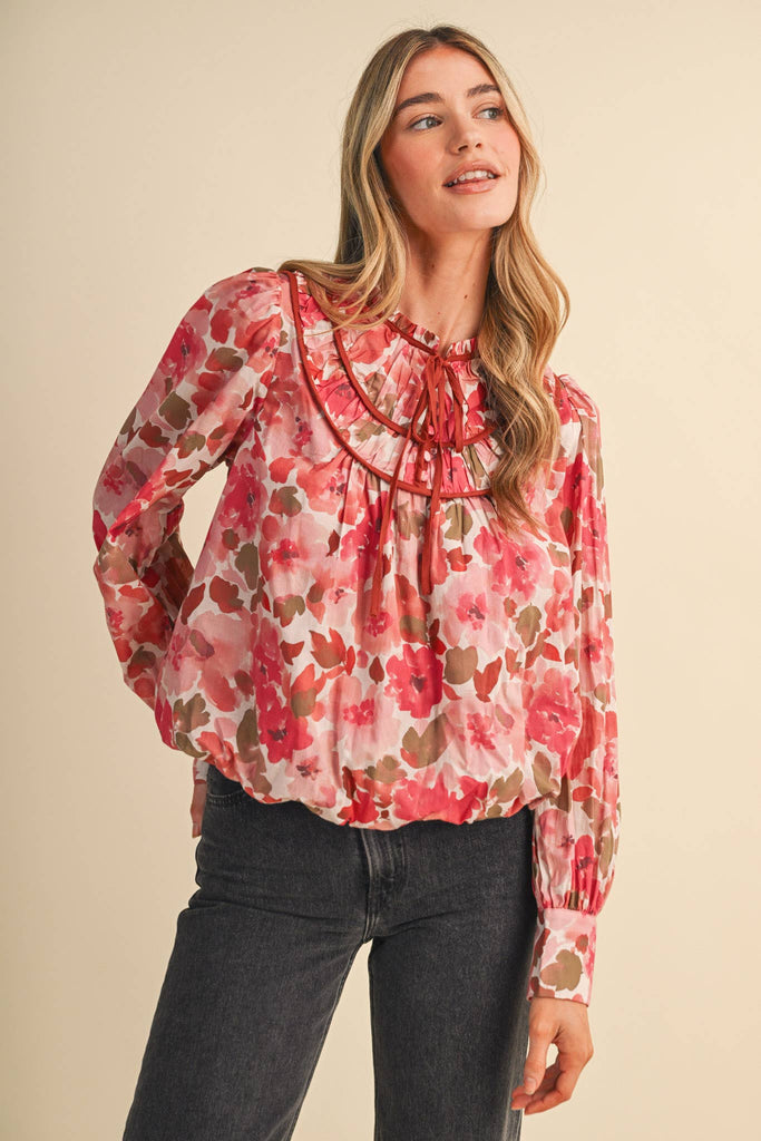 Floral Bubble Hem Top