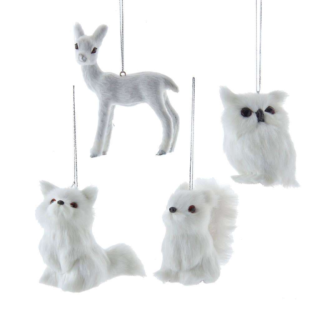 White Animal Ornaments, 4 Assorted